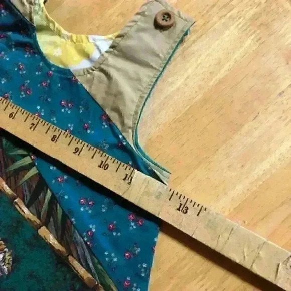 Zoo safari patchwork inspired dress 2-3 teal - Picture 3 of 7